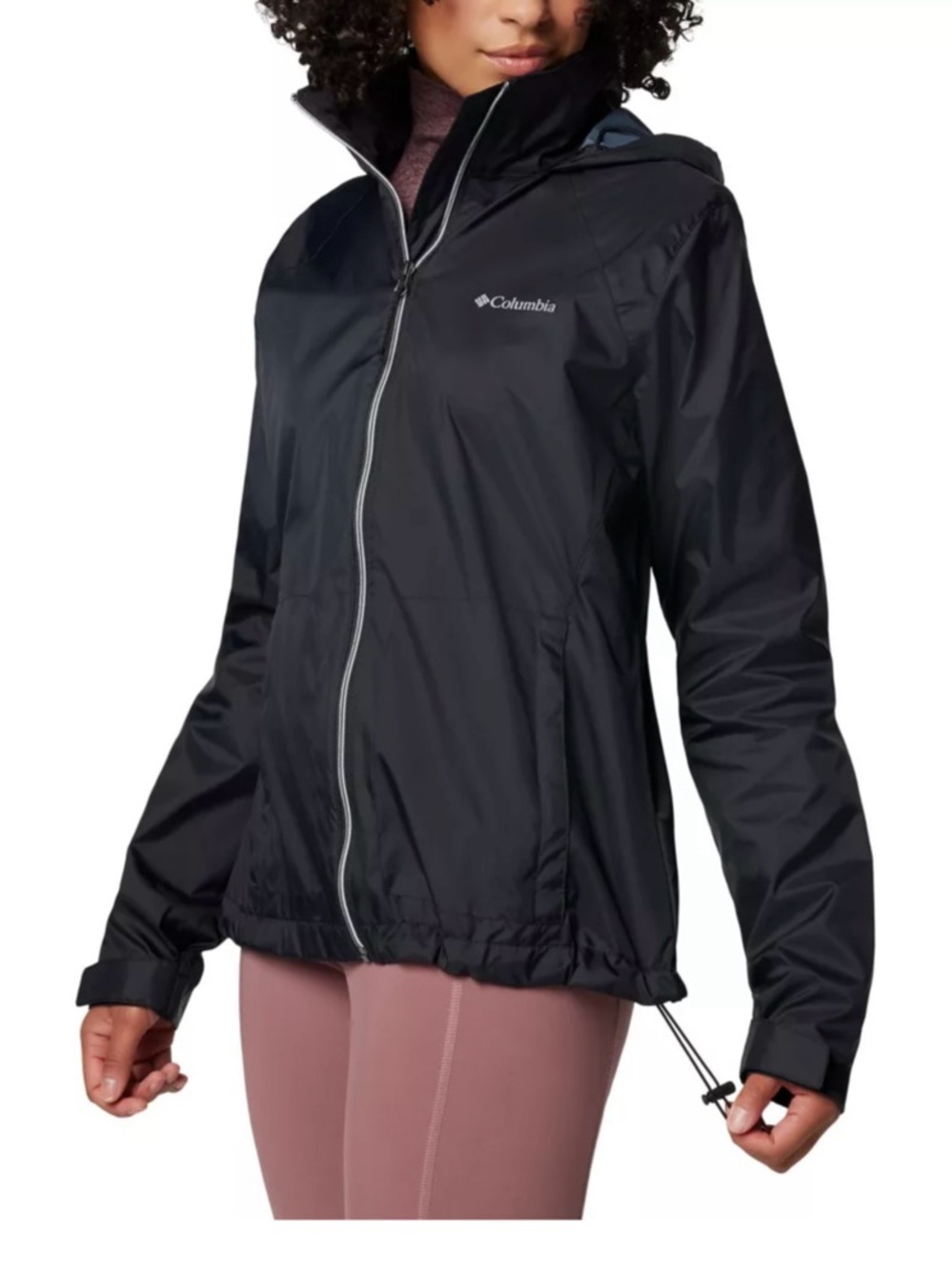 Columbia Women's Black Waterproof Hooded Rain Jacket